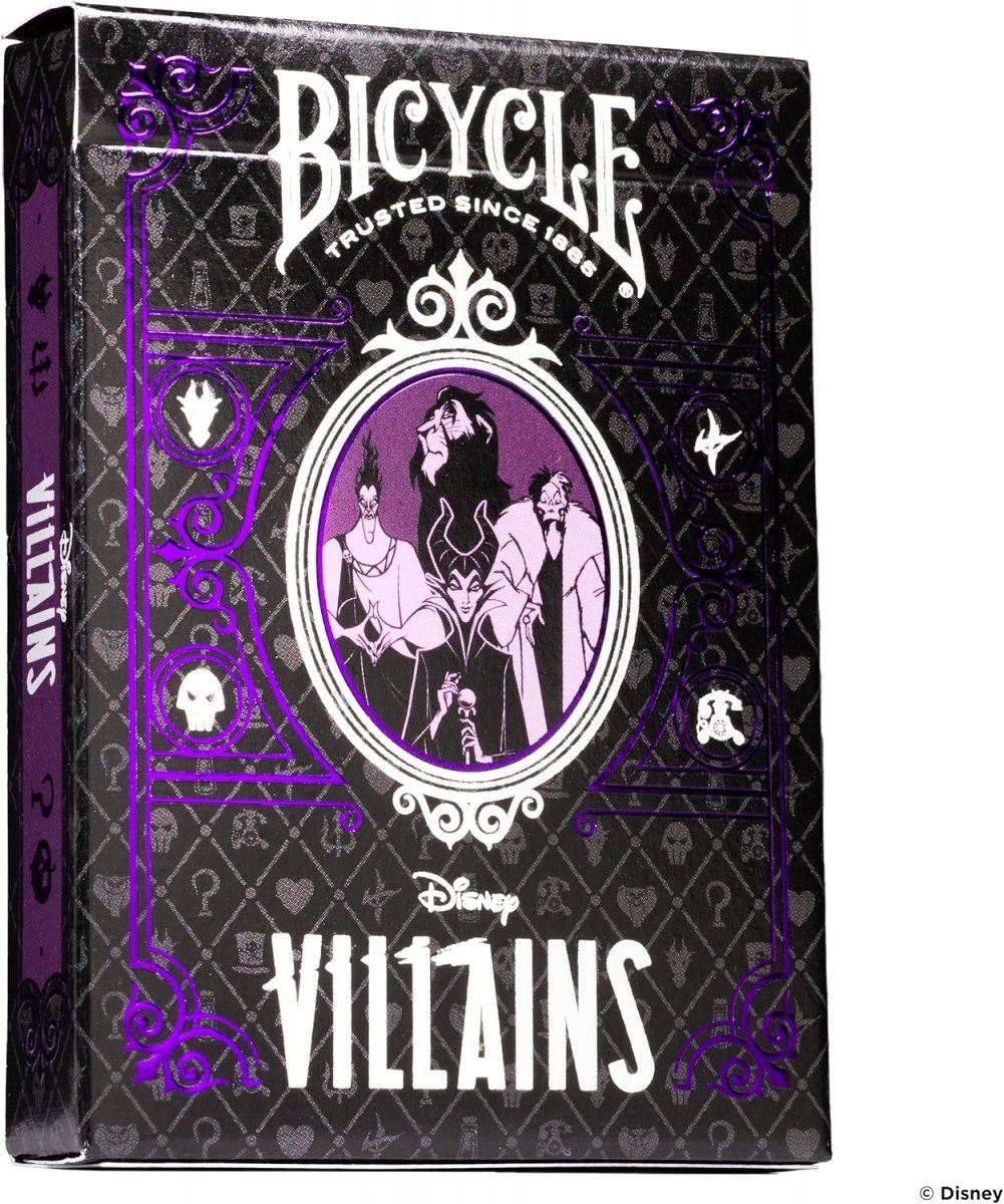 Karty do gry Bicycle Disney Villains - 52+2, zielona/fioletowa, USA